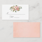 水彩赤面及びバラ金ゴールド結婚フローラ プレイスカード (正面/裏面)