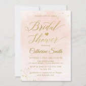 水彩赤面及び金ゴールドブライダルシャワー 招待状 (正面)