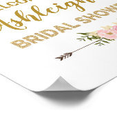 水彩赤面牡丹ブライダルシャワーへようこそ ポスター (角)