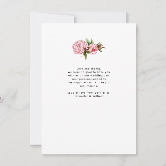 水彩赤面牡丹花フローラ サンキューカード (裏面)