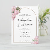 水彩赤面牡丹花フローラ 招待状 (スタンド正面)