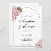 水彩赤面牡丹花フローラ 招待状 (正面/裏面)