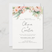 水彩赤面結婚フローラ 招待状 (正面)