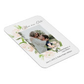 水彩赤面花トレンディー日付カードを保存 マグネット (右側)