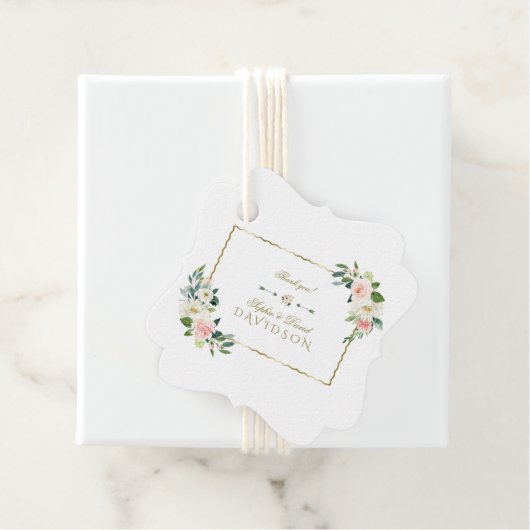 水彩赤面花金ゴールドネイビー結婚ズ フェイバータグ (インサイチュ)