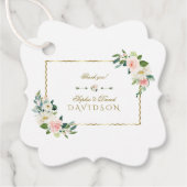 水彩赤面花金ゴールドネイビー結婚ズ フェイバータグ (正面)