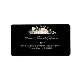 水彩赤面花金ゴールドネイビー結婚ズ ラベル