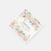 水彩赤面金ゴールドフローラブライダルシャワーナプキン スタンダードカクテルナプキン (角)