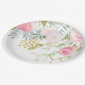 水彩赤面金ゴールドフローラブライダルシャワー紙 ペーパープレート (アングル)