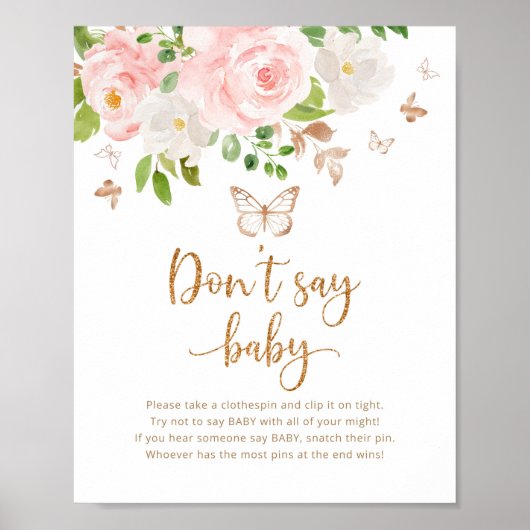 水彩赤面金ゴールドフローラ言わないベビーゲーム ポスター (正面)