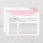 水彩赤面&金ゴールドブライダルシャワーレシピカード ポストカード (正面/裏面)