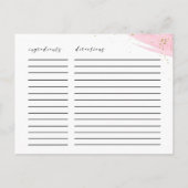 水彩赤面&金ゴールドブライダルシャワーレシピカード ポストカード (裏面)