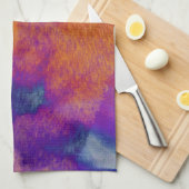 水彩赤黄青紫色グラフィックアート キッチンタオル (四つ折り)