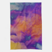 水彩赤黄青紫色グラフィックアート キッチンタオル (縦)