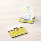 水彩赤&ピンクフラワーズリース水玉模様 コースター (右側)