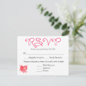 水彩赤&ピンクRSVPウェディングパーティーの反応 インビテーションポストカード (スタンド正面)