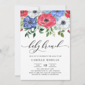 水彩赤・白・青アネモネベビーブランチ 招待状 (正面)