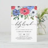 水彩赤・白・青アネモネベビーブランチ 招待状 (スタンド正面)