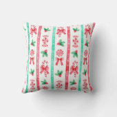 水彩赤+緑のキャンディストライプケーン クッション (裏面)