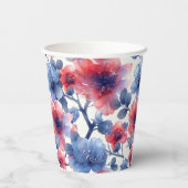 水彩赤、青の花（白） 紙コップ (裏面)