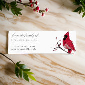 水彩赤（鳥）ショウジョウコウカンチョウ葬儀差出人住所 ラベル