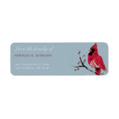 水彩赤（鳥）ショウジョウコウカンチョウ葬儀差出人住所 ラベル (正面)