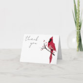 水彩赤（鳥）ショウジョウコウカンチョウ葬式サンキュー カード (正面)
