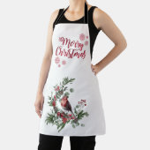 水彩赤(鳥)ショウジョウコウカンチョウ鳥リース エプロン (インサイチュ)