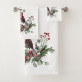 水彩赤（鳥）ショウジョウコウカンチョウ鳥リース バスタオルセット (インサイチュ)