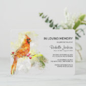 水彩赤（鳥）ショウジョウコウカンチョウ鳥葬祭記念 招待状 (スタンド正面)