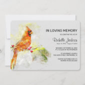 水彩赤（鳥）ショウジョウコウカンチョウ鳥葬祭記念 招待状 (正面)