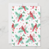 水彩赤（鳥）ショウジョウコウカンチョウ鳥類クリスマスパーティー 招待状 (裏面)
