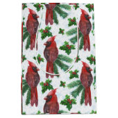 水彩赤（鳥）ショウジョウコウカンチョウ鳥 ミディアムペーパーバッグ (正面)