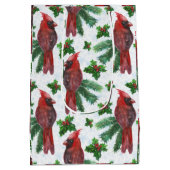 水彩赤（鳥）ショウジョウコウカンチョウ鳥 ミディアムペーパーバッグ (裏面)