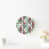 水彩赤（鳥）ショウジョウコウカンチョウ鳥 ラウンド壁時計 (ホーム)