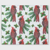 水彩赤（鳥）ショウジョウコウカンチョウ鳥 ラッピングペーパー (フラット)