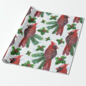 水彩赤（鳥）ショウジョウコウカンチョウ鳥 ラッピングペーパー (アンロールド)