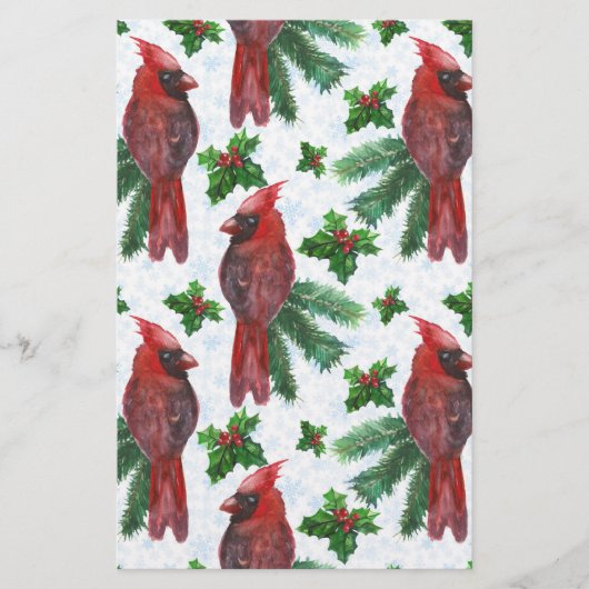 水彩赤(鳥)ショウジョウコウカンチョウ鳥 便箋 (正面)