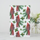 水彩赤(鳥)ショウジョウコウカンチョウ鳥 便箋 (スタンド正面)