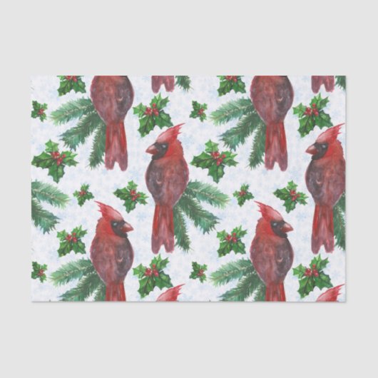 水彩赤（鳥）ショウジョウコウカンチョウ鳥 薄葉紙 (正面)