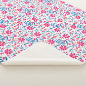 水彩起毛花模様 シェルパブランケット (3/4)