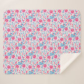 水彩起毛花模様 シェルパブランケット (正面(横))