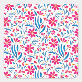 水彩起毛花模様 スクエアシール