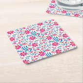水彩起毛花模様 スクエアペーパーコースター (アングル)