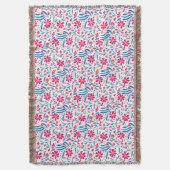 水彩起毛花模様 スローブランケット (正面縦)