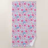 水彩起毛花模様 ビーチタオル (正面)