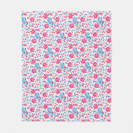 水彩起毛花模様 フリースブランケット