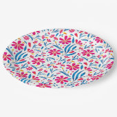 水彩起毛花模様 ペーパープレート (アングル)