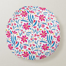 水彩起毛花模様 ラウンドクッション