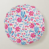 水彩起毛花模様 ラウンドクッション (裏面)